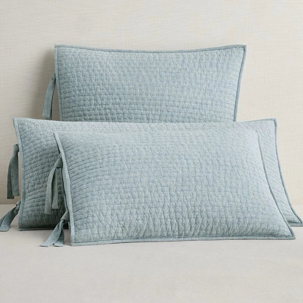 Pick-Stitch Handcrafted Cotton Linen Quilted Euro Shame
